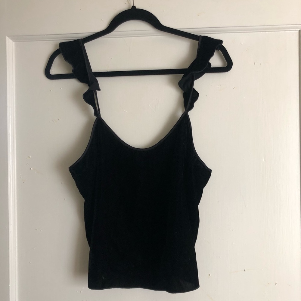 VICTORIA SECRET VELVET BLACK RUFFLE CAMI (NEW)